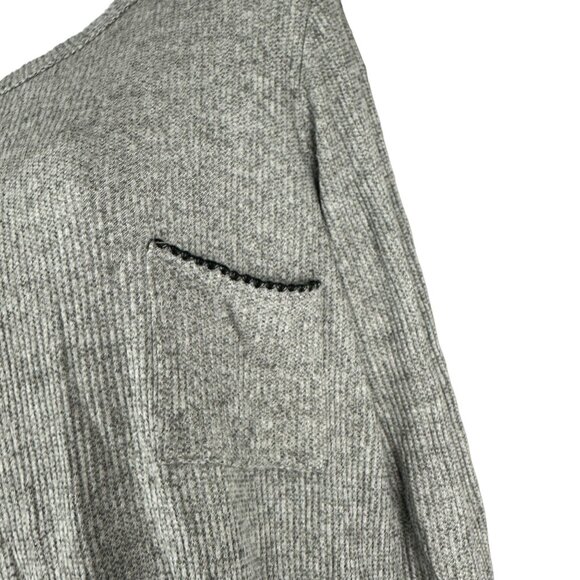 Ginger G Womens Long Sleeve Ribbed Gray Sweater With Pocket Lightweight Cozy Fit - Picture 8 of 10